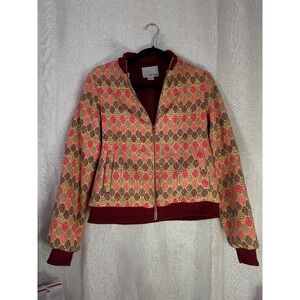 Chloe Oliver Bomber Jacket Quilted Patterned Full Zip XS‎